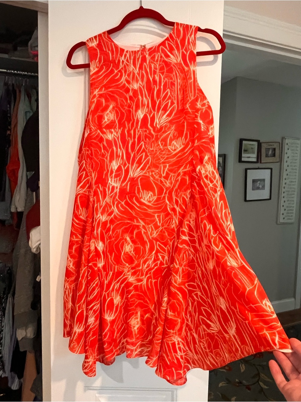 Krimson Klover Orange and white cocktail dress